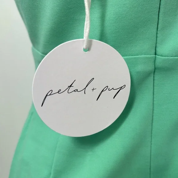 NEW! Petal & Pup Zahra Asymmetrical Neckline Midi Dress in Green - Picture 16 of 17